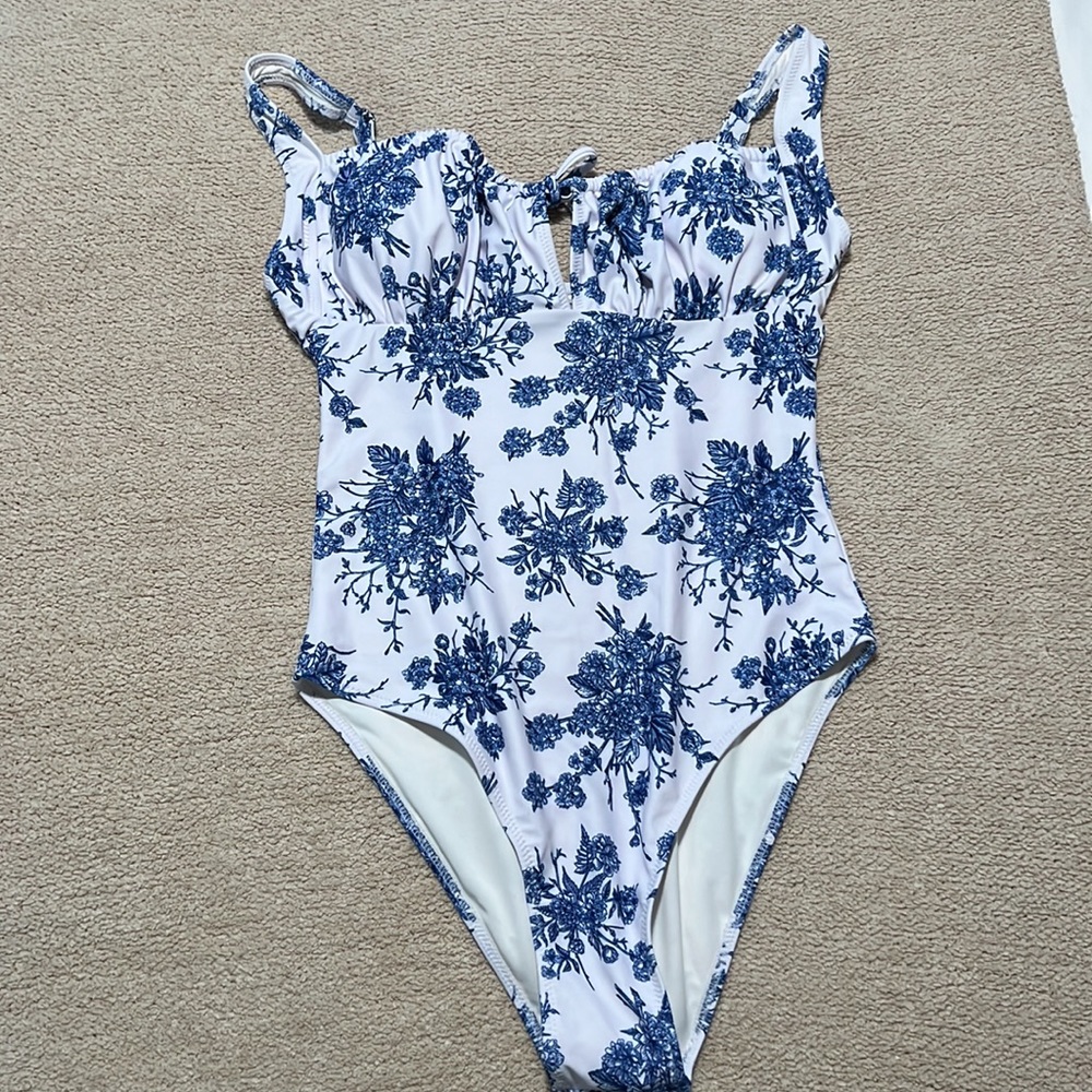 Tie Floral One-Piece Swimsuit